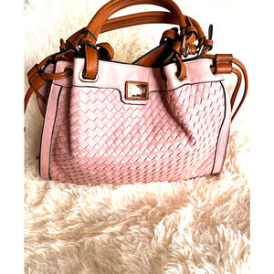 Simply Noelle Blush Faux Leather Woven Handbag